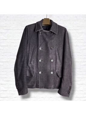 Dolce & Gabbana Men's Double Breasted Black Wool Pea Coat Size 50 EU